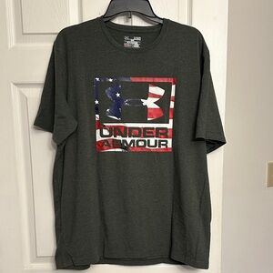 Under Armour Men's Charcoal Tee with Flag Logo